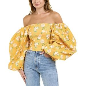 Caroline Constas' Carter Top Yellow Retro Floral, XS